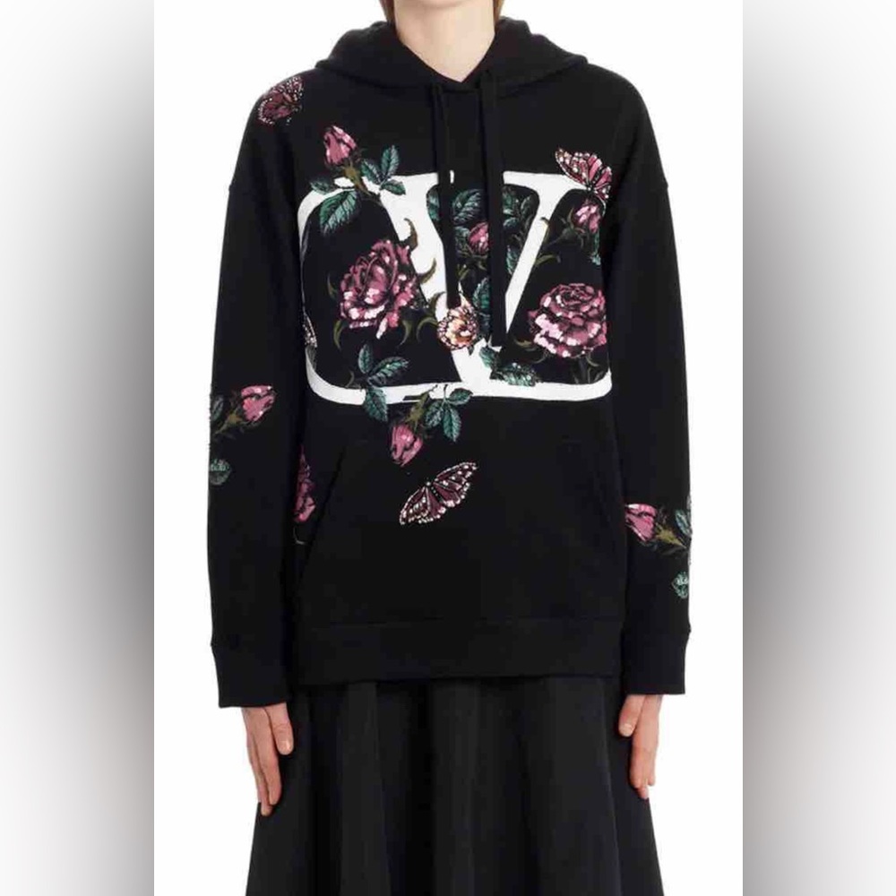 Valentino Black Embelished hoodie sweatshirt